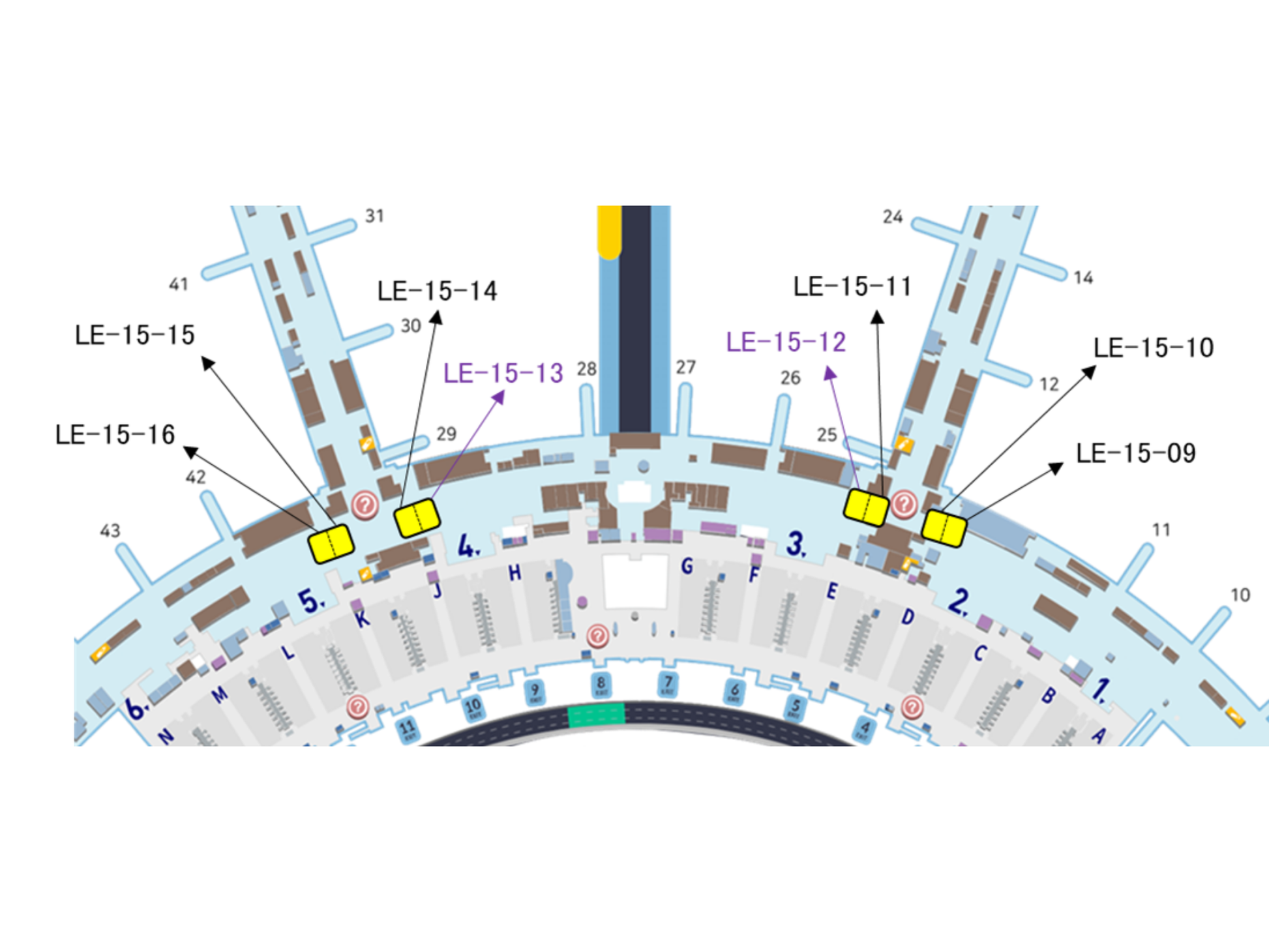 仁川国際空港 第1ターミナル 免税区域の東側、西側にあるエントラーブリッジ(LE-15-09 ~ 11, 14~16)